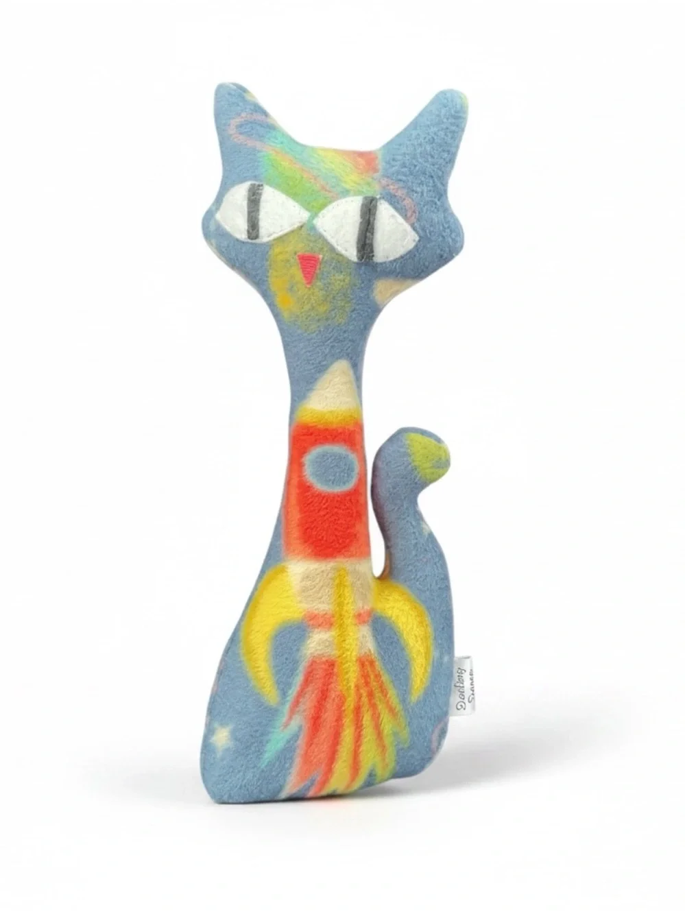 Colorful Rocket Cat Plush Toy - Blue Multicolor